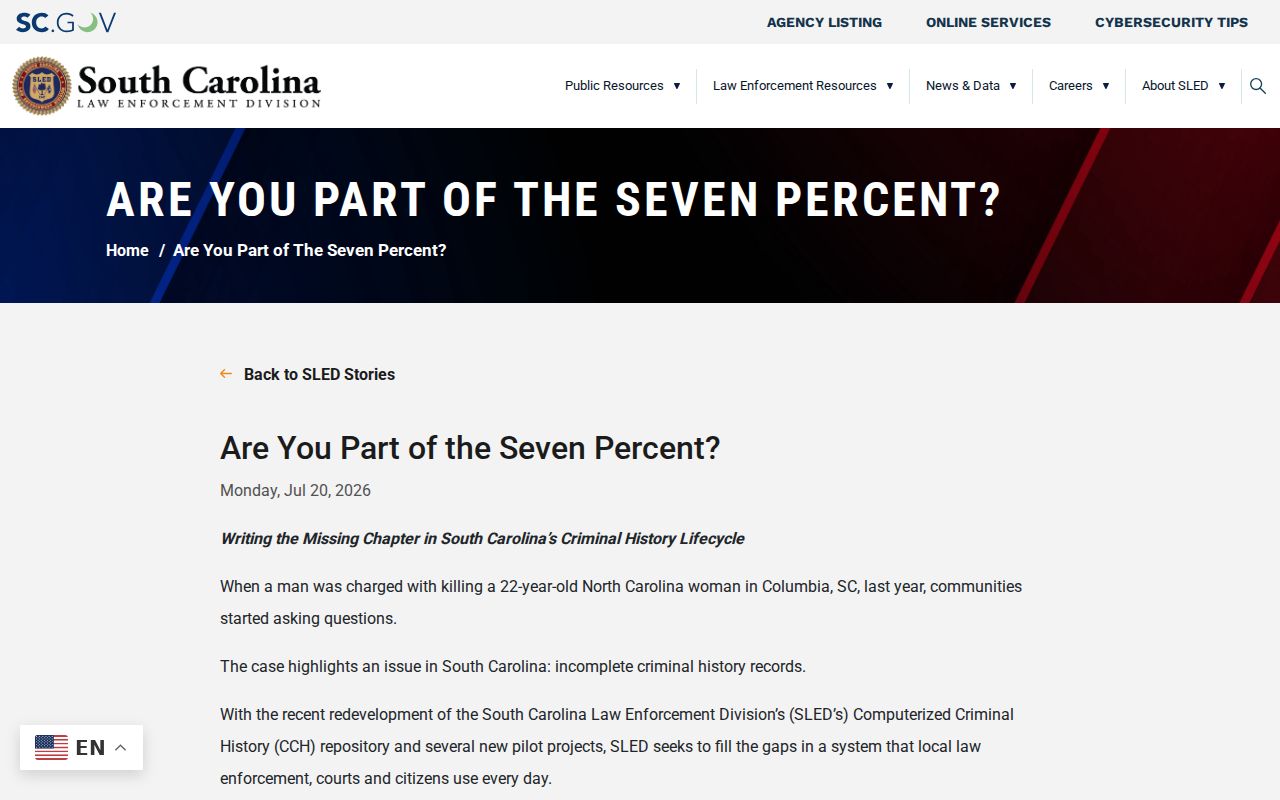 SLED update explaining fingerprint gaps in South Carolina criminal history records
