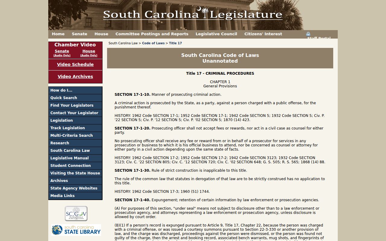 Barnwell arrest record law in the South Carolina Code