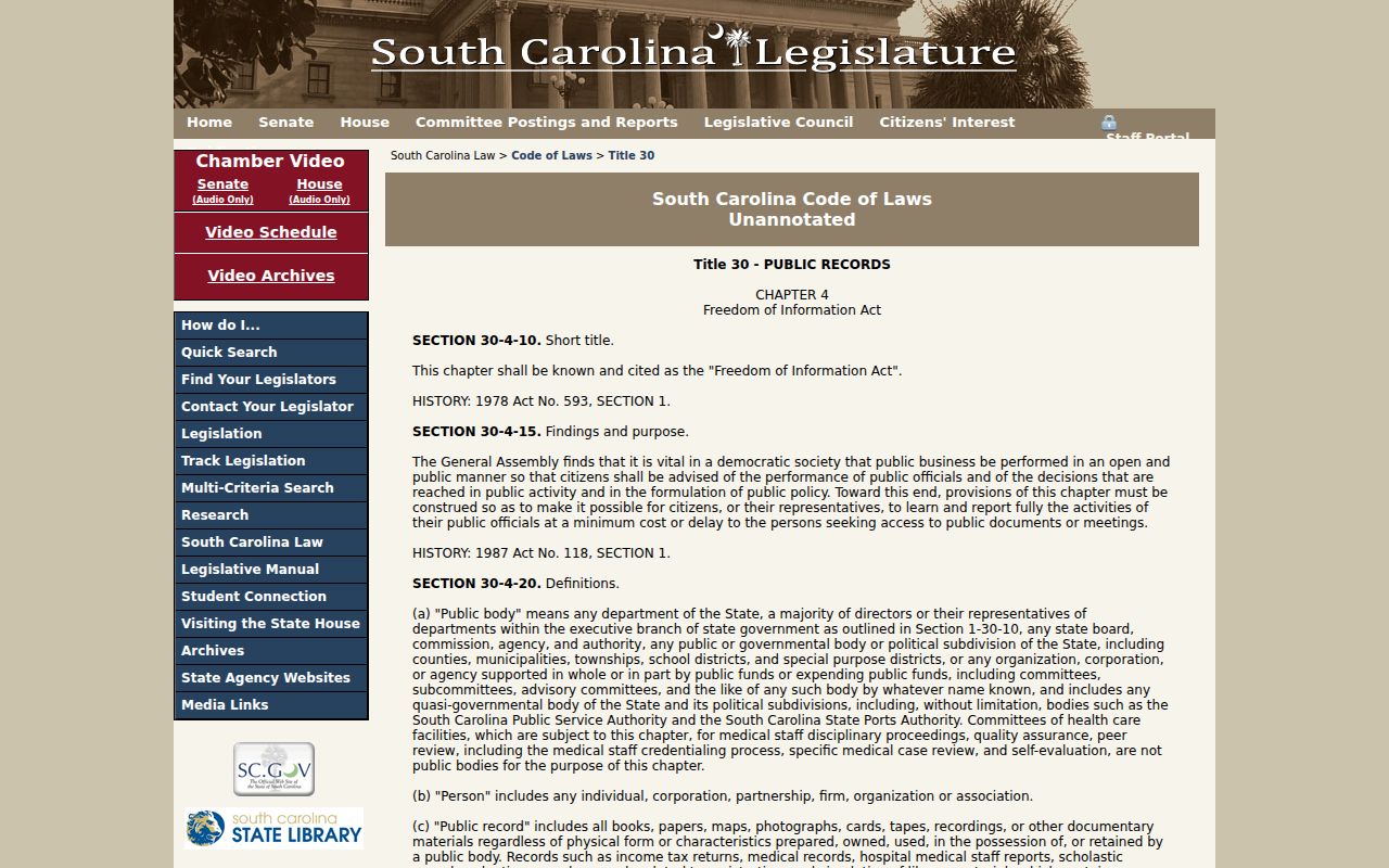 Barnwell public record access under South Carolina FOIA