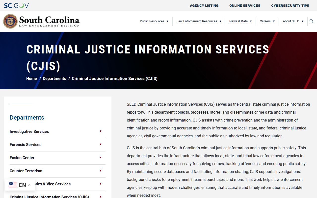Barnwell County criminal records and SLED CJIS repository