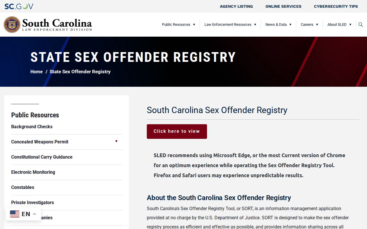 Barnwell County sex offender lookup through SLED registry guidance