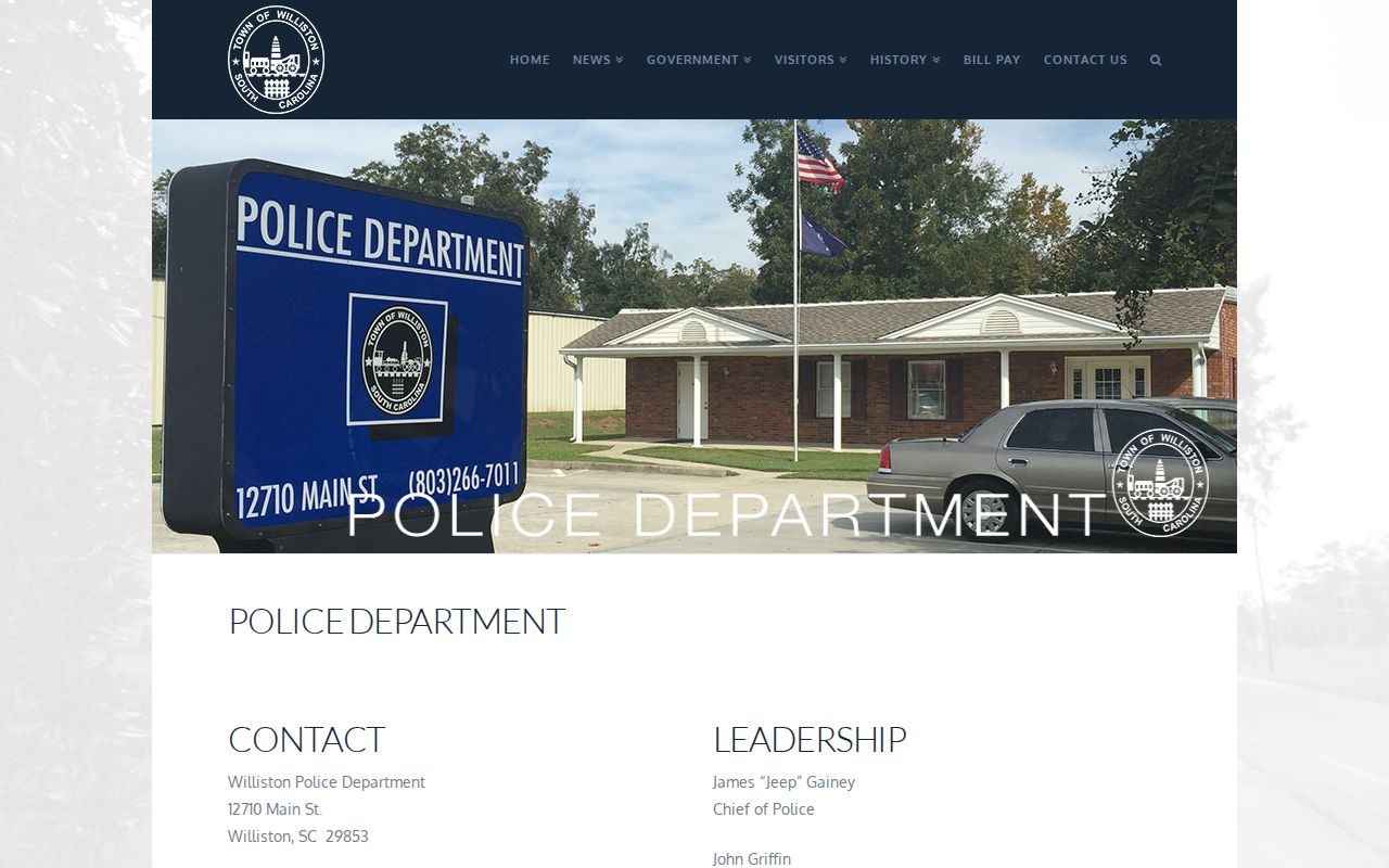 Williston criminal records contact on the official police department page