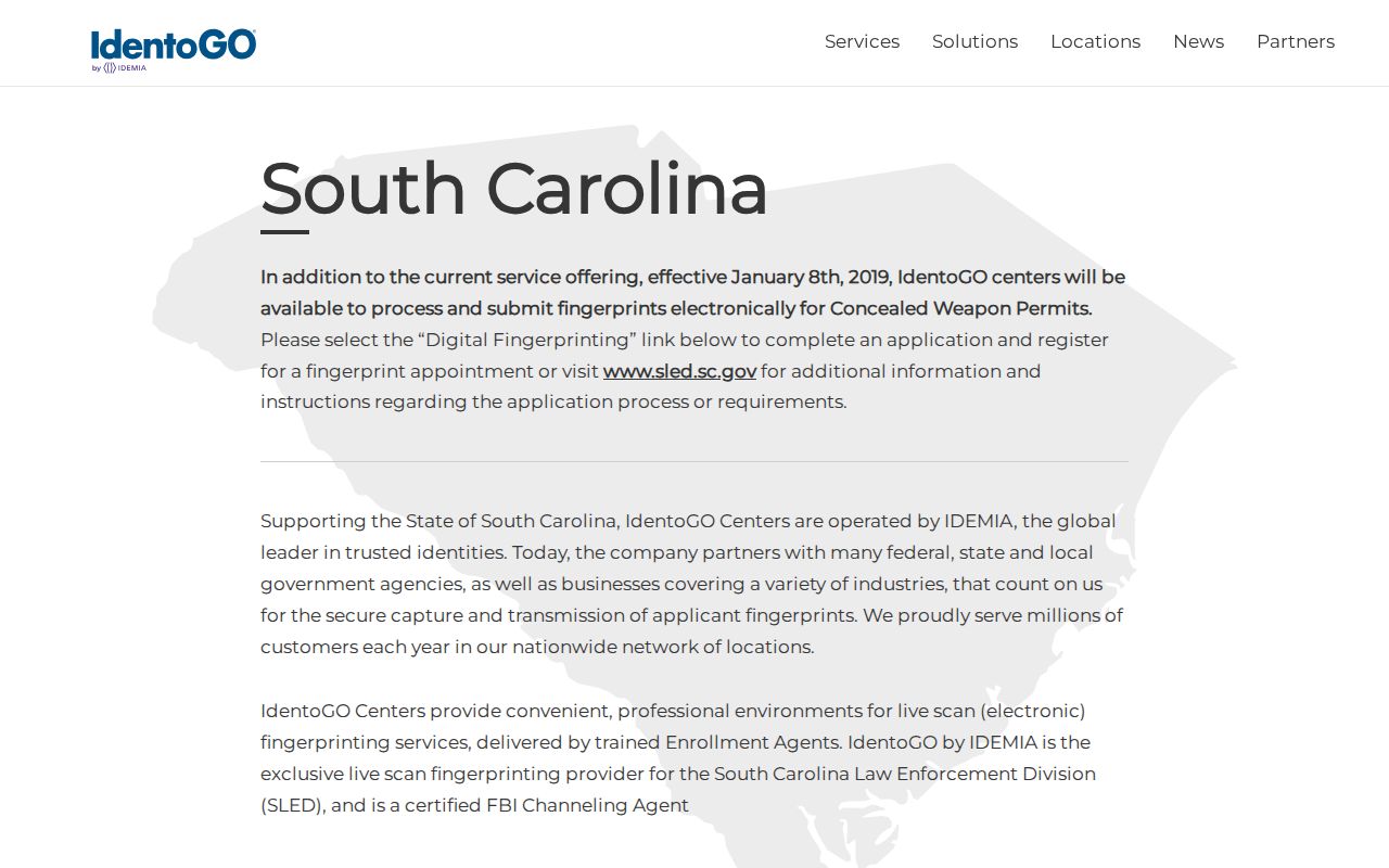 Williston fingerprint record check locator for South Carolina